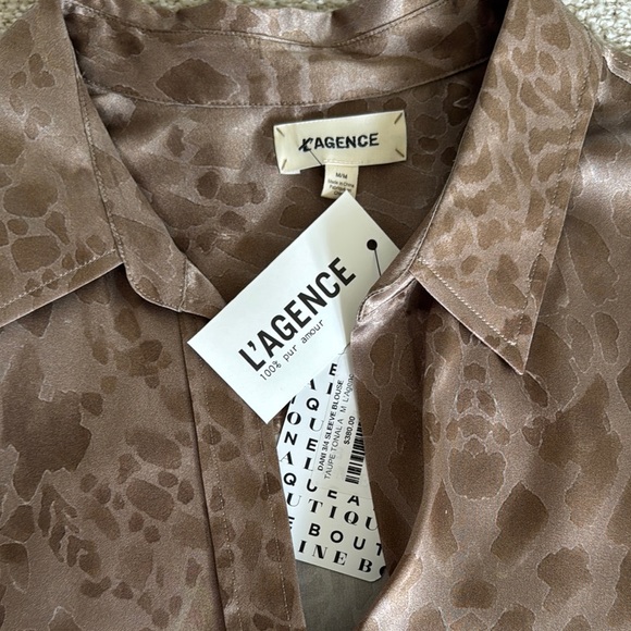 Leisureland Brown Animal Print Blouse - Picture 2 of 3